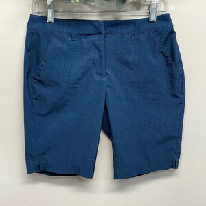 Greg Norman Women’s Flat Front Navy Geometric Print Golf Shorts 0